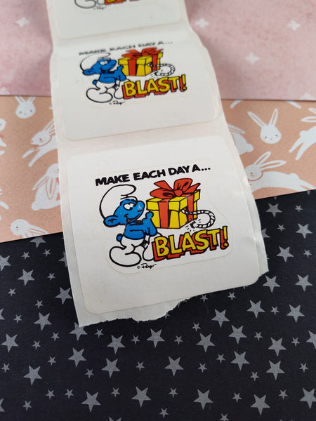 Vintage Smurfs "Make Each Day a Blast!" Sticker, New & Unused/Unpeeled