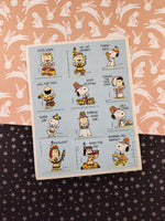 Vintage 1990's Hallmark Peanuts Snoopy Thanksgiving Full Sticker Sheet, Clean & Unused