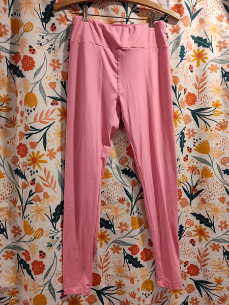 LuLaRoe Women's One Size Leggings Solid Bubblegum Pink, Nice