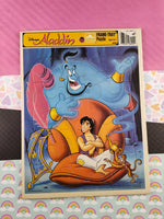 Vintage Walt Disney Aladdin Golden Cardboard Frame-Tray Puzzle, Nice & Clean