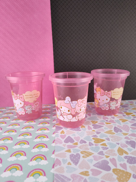2016 Hello Kitty Sanrio Mini Plastic Cup Set/3, Nice & Clean