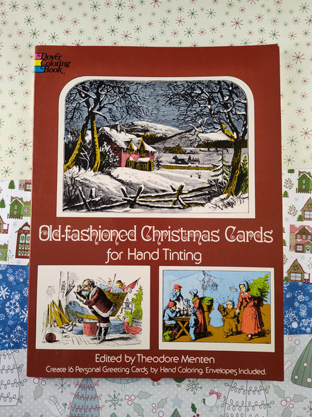 Vintage 1974 Old-Fashioned Christmas Cards for Hand Tinting Softcover Book, Complete & Unused