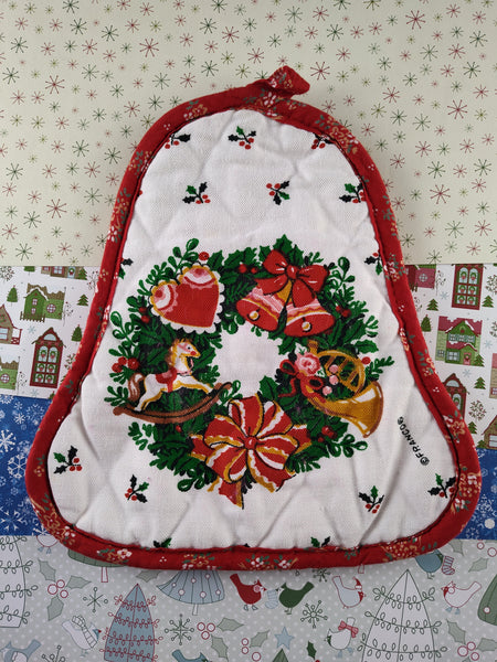 Vintage Christmas Potholder Franco Brand Bell Ornament Shaped Nice & Clean