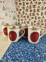 Vintage 1988 Hallmark Special Gifts by Crowning Touch Christmas Horn Mug Set/4, New & Unused