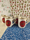 Vintage 1988 Hallmark Special Gifts by Crowning Touch Christmas Horn Mug Set/4, New & Unused