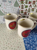 Vintage 1988 Hallmark Special Gifts by Crowning Touch Christmas Horn Mug Set/4, New & Unused