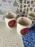 Vintage 1988 Hallmark Special Gifts by Crowning Touch Christmas Horn Mug Set/4, New & Unused