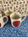 Vintage 1988 Hallmark Special Gifts by Crowning Touch Christmas Horn Mug Set/4, New & Unused