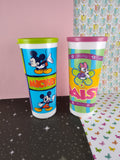 Vintage Tupperware Disney's Mickey Mouse & Daisy Tumbler Set/2 w/Lids