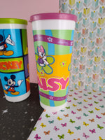 Vintage Tupperware Disney's Mickey Mouse & Daisy Tumbler Set/2 w/Lids