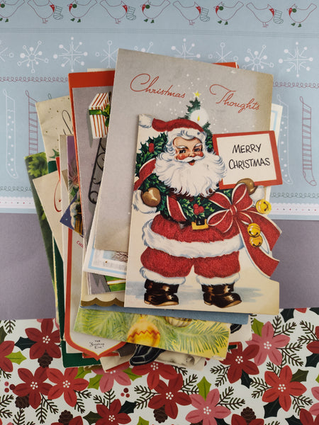 Vintage Christmas Greeting Cards Assorted Lot Used, Set/35