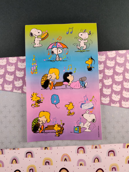 Vintage Sandylion Peanuts Snoopy Joe Cool Musical Full Sticker Sheet, Unused