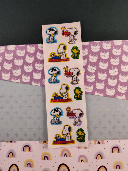 Vintage Sandylion SHINY Peanuts Snoopy Joe Cool Charlie Brown Full Sticker Sheet, Unused