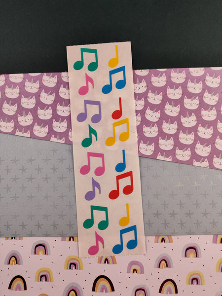 Vintage Mrs. Grossman's Colorful Musical Notes Full Sticker Sheet, Unused