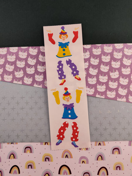 Vintage 1992 Mrs. Grossman's Colorful Clown Party Full Sticker Sheet, Unused