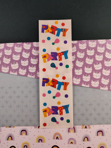 Vintage 1992 Mrs. Grossman's Colorful "Party!" Party Full Sticker Sheet, Unused