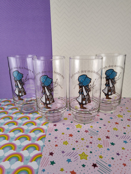 Vintage Holly Hobbie American Greetings Corp. Coca Cola Glass Tumbler Set/4