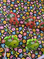 2013 Shopkins Shower Curtain Hooks Rings Set/12 Strawberry Apple Cookie Like New