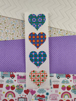 Vintage 1996 Mrs. Grossman's Colorful Patchwork Hearts Valentine's Full Sticker Sheet, Unused