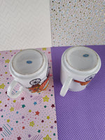 Vintage Made in Japan Boy/Girl on Bike Bicycle Mug Set/2, Nice & Clean