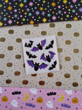 Vintage Sandylion Halloween SHINY Stickers Spooky Silly Bats Black Purple, 1 Mod Unused