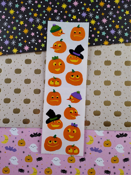 Vintage 2000 Mrs. Grossman's Silly Spooky Jack-o-Lanterns Pumpkins Full Sticker Sheet, Unused