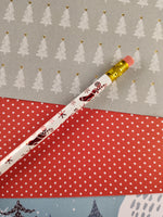 Vintage Christmas SHINY Stockings Snowflakes Red/White Pencil, Unsharpened