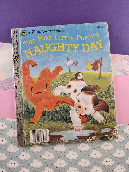 Vintage 1985 Little Golden Book: The Poky Little Puppy's Naughty Day Hardcover