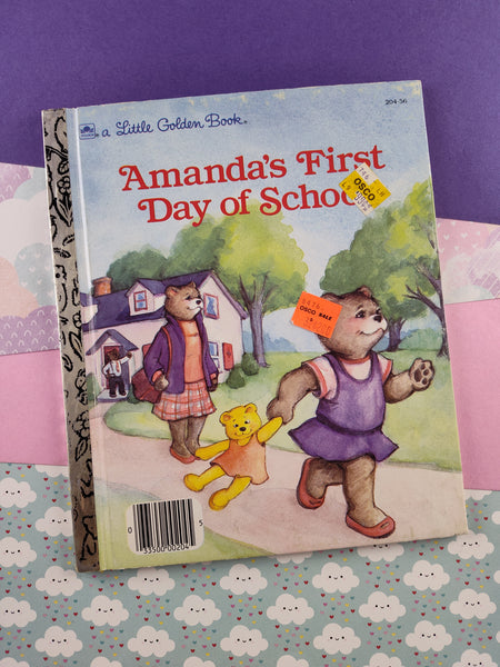 Vintage 1985 Little Golden Book: Amanda's First Day of School Hardcover