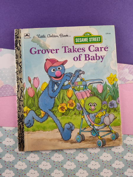 Vintage 1987 Little Golden Book: Grover Takes Care of Baby Hardcover