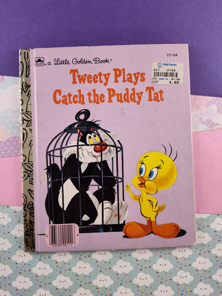 Vintage 1975 Hardcover Little Golden Book: Tweety Plays Catch the Puddy Tat Hardcover