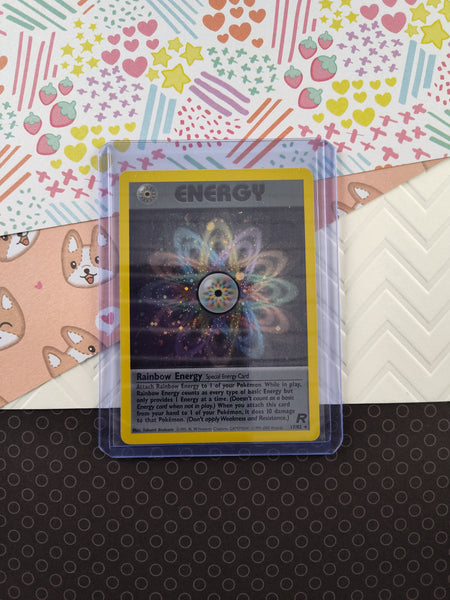 Vintage Rare - Rainbow Energy Team Rocket Holographic Pokemon Card 17/82 - NM