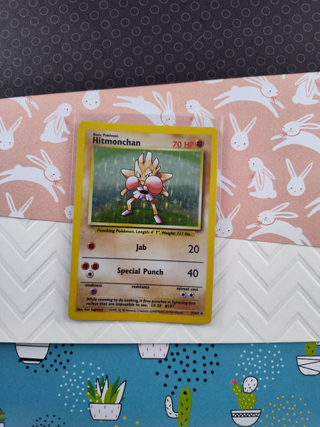 Vintage Rare - Hitmonchan Base Set Holographic Pokemon Card 7/102 - LP