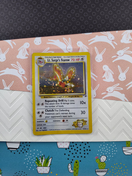 Vintage Rare - Lt. Surge's Fearow Gym Heroes Holographic Pokemon Card 7/132 - LP