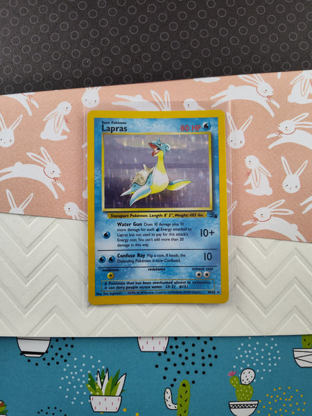 Vintage Rare - Lapras Fossil Holographic Pokemon Card 10/62 - LP (B)