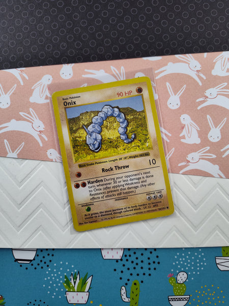 Vintage Common - Shadowless Onix Base Non-Holo Pokemon Card 56/102 - M Pfaltzcraftsmore Vintage Common - Shadowless Onix Base Non-Holo Pokemon Card 56/102 - M Pfaltzcraftsmore