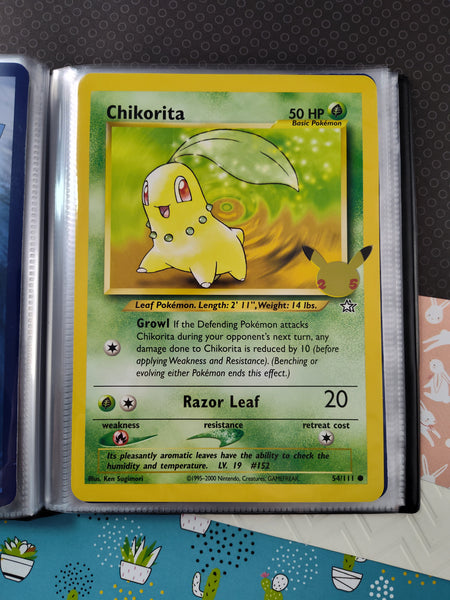 Pokemon TCG - Chikorita Celebrations Non-Holo JUMBO Pokemon Card 54/111 - NM