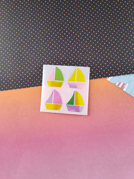 Vintage Sandylion SHINY Stickers Ocean Sail Boats, 1 Mod Unused