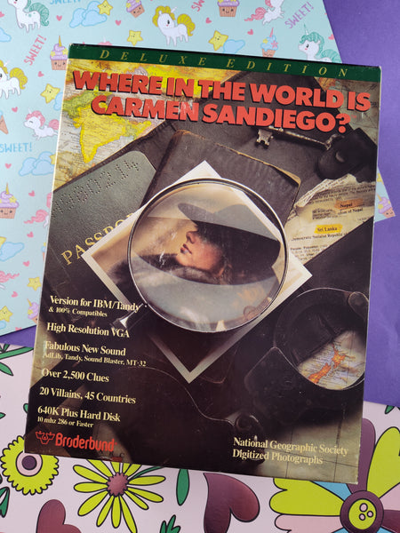 Vintage 1990 Broderbund Where in the World is Carmen Sandiego DELUXE Edition IBM/Tandy