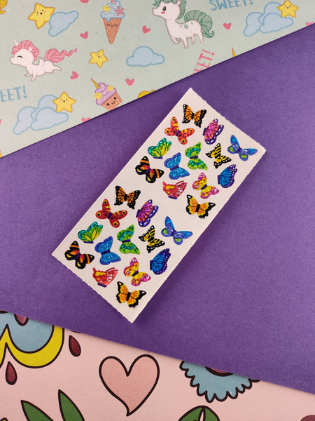 Vintage Sandylion SHINY Stickers Colorful Butterflies, 2 Mods Unused