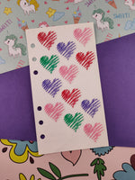 Vintage Stickopotamus "Scribble Hearts" Binder Partial Sticker Sheet