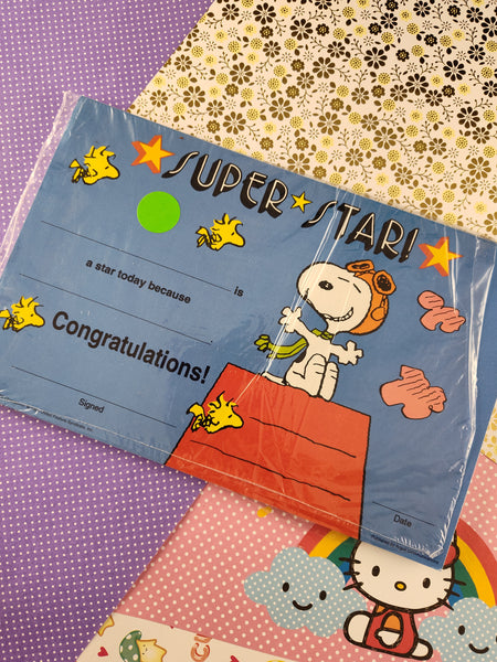 Vintage Education Station Award Certificate Pack/21 "Super Star" Peanuts Snoopy