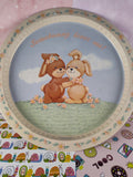 Vintage 1989 Round Metal Tin Tray SNP Chicago Easter Bunnies "Somebunny Loves Me" Plate 13"