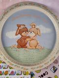 Vintage 1989 Round Metal Tin Tray SNP Chicago Easter Bunnies "Somebunny Loves Me" Plate 13"