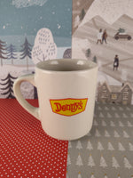 Vintage Denny's Restaurant Christmas Ornament Heat Activated Ceramic Coffee Mug, Like New