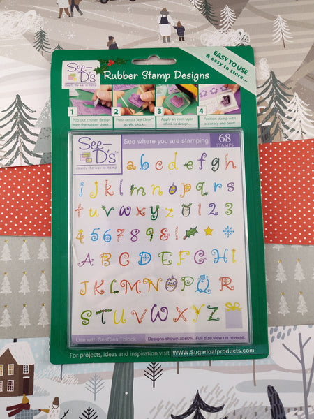 Vintage See-D's Rubber Stamp Designs Sugarloaf Products Alphabet Christmas NEW