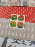 Vintage Sandylion Christmas SHINY Stickers Holiday Wreaths w/Bows, 1 Mod Unused