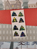 Vintage Sandylion Christmas SHINY Stickers Holiday Trees, 2 Mods Unused