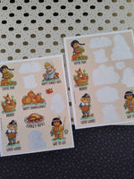 Vintage Hallmark Thanksgiving Rewards Full Sticker Sheet Set/2, Partially Used