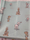 Vintage 1985 Precious Moments Easter Bunnies Lambs Fabric Remnant 35" x 45"